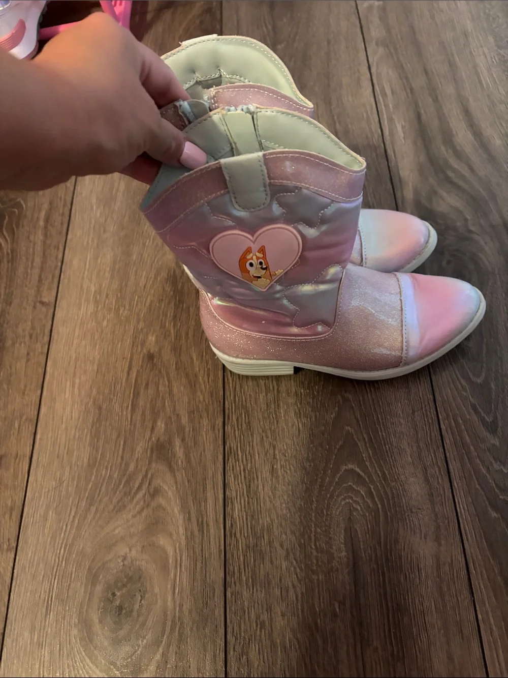 Girls' Pink Glitter Western Bluey Boots